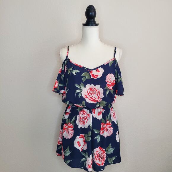Scobe Blue Floral Romper Medium - Picture 1 of 7